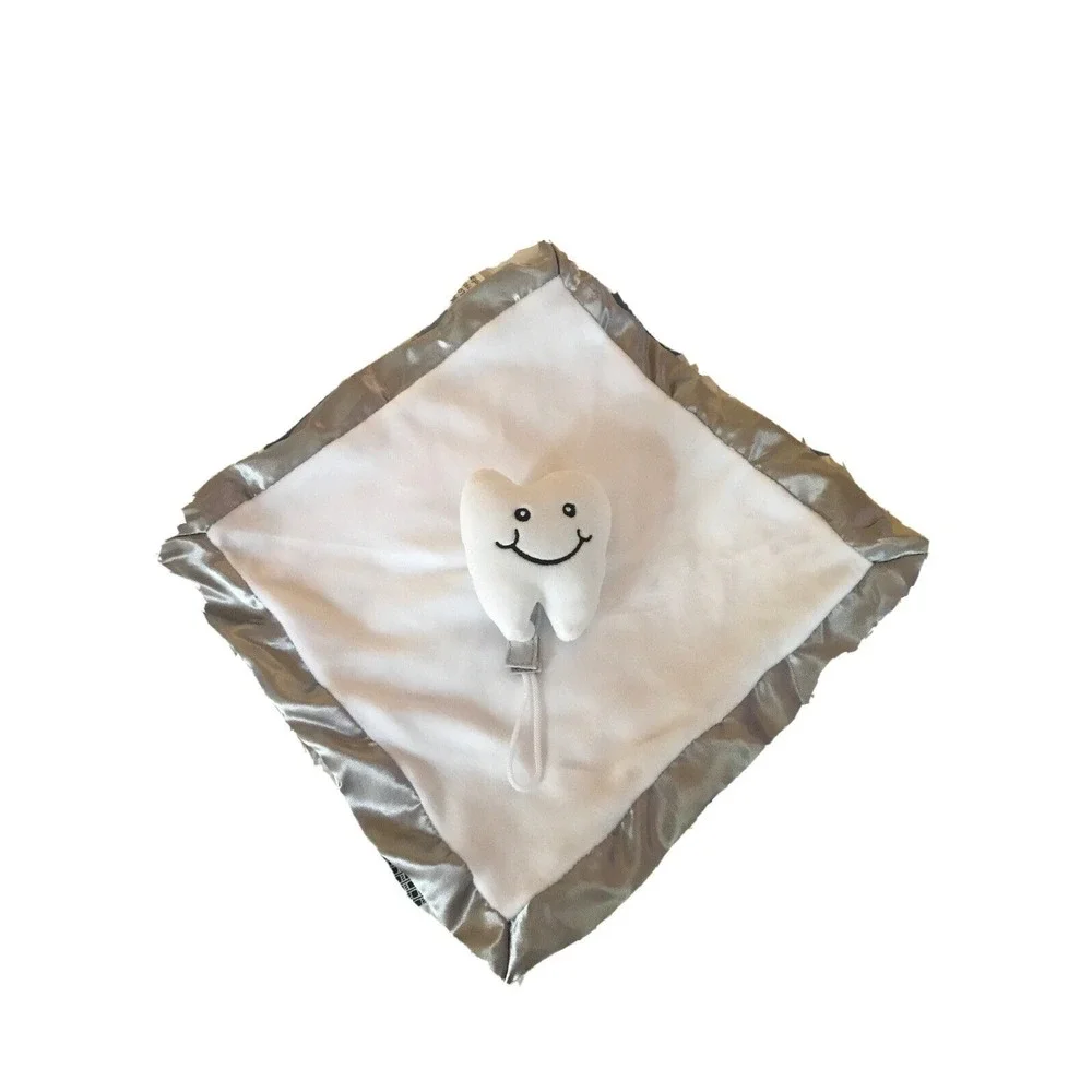 The Teething Egg Nummie Lovey Security Blanket Tooth White Gray